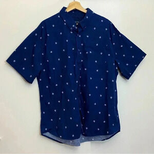 Jachs New York men navy blue  button short sleeve with pocket casual work shirt